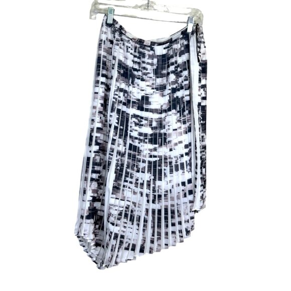 W By Worth Women's Pleated Skirt Asymmetrical White Purple Print Size 4 - Picture 5 of 8